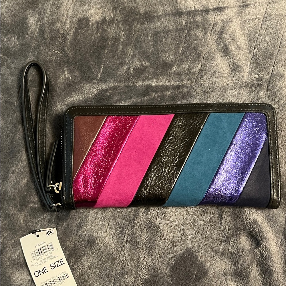 Hazel Vibrant Striped Wristlet Clutch